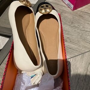 Tory Burch Cream and Black Ballet Flats